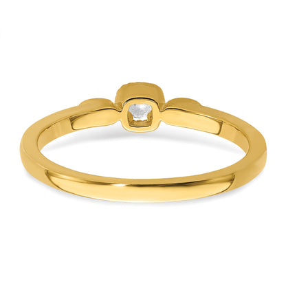 0.10ct. CZ Solid Real 14k Polish Petite Rope Edge Round Complete Dia Ring