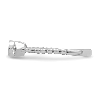 0.25ct. CZ Solid Real 14k White Polish Scalloped Wedding Band Ring Petite Round Complete Dia Ring