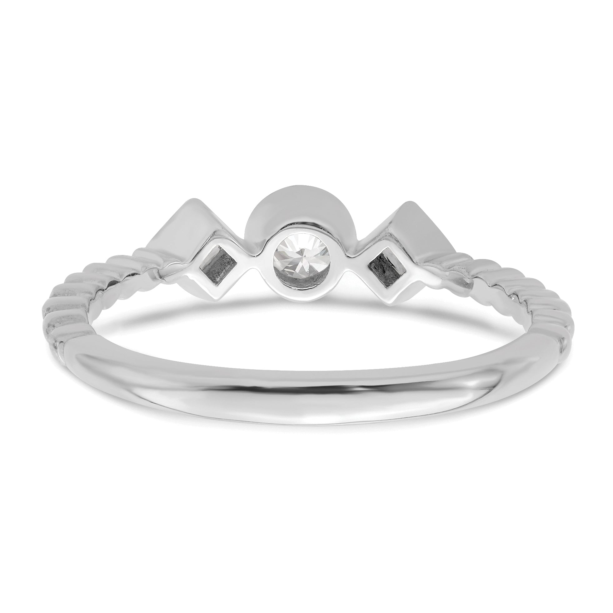 0.25ct. CZ Solid Real 14k White Polish Scalloped Wedding Band Ring Petite Round Complete Dia Ring