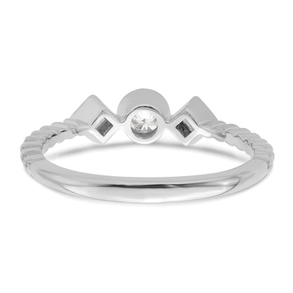 0.25ct. CZ Solid Real 14k White Polish Scalloped Wedding Band Ring Petite Round Complete Dia Ring