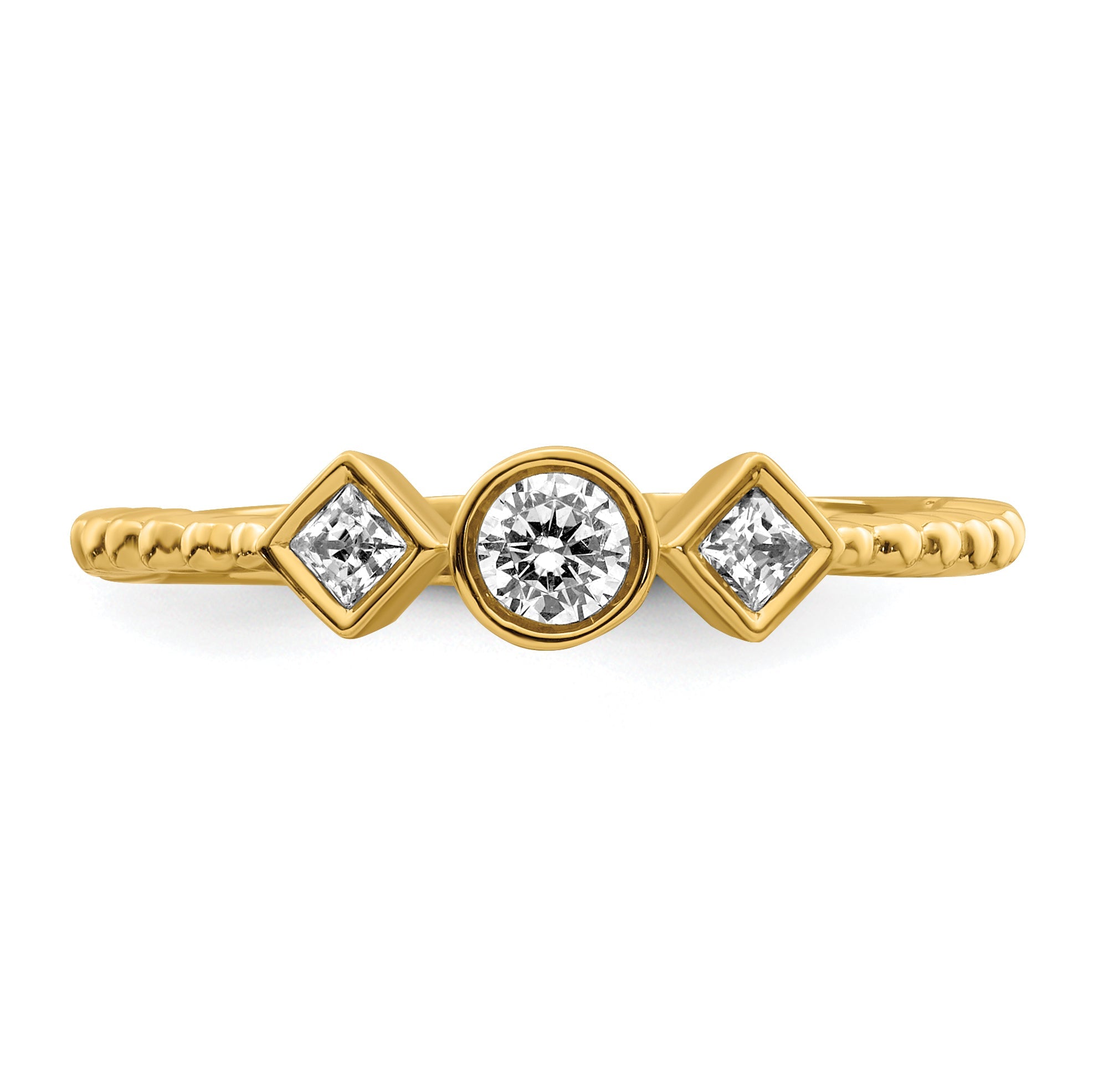 0.25ct. CZ Solid Real 14k Polish Scalloped Wedding Band Ring Petite Round Complete Dia Ring