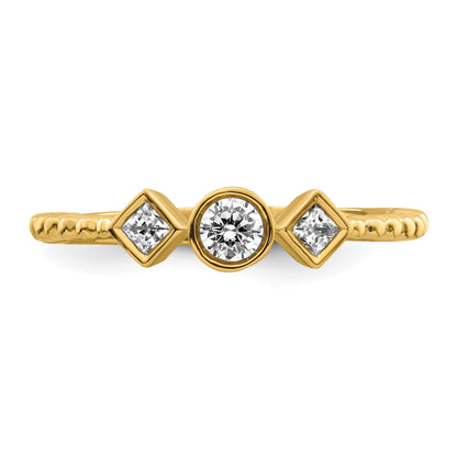 0.25ct. CZ Solid Real 14k Polish Scalloped Wedding Band Ring Petite Round Complete Dia Ring