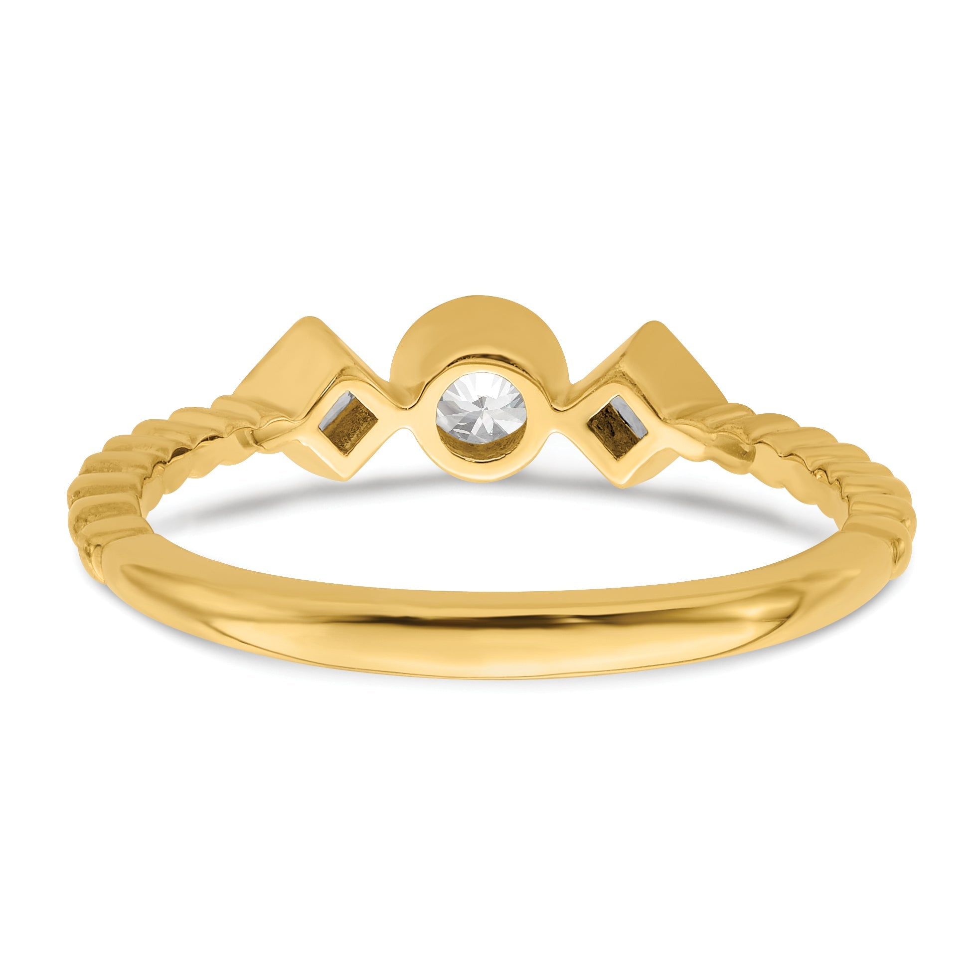 0.25ct. CZ Solid Real 14k Polish Scalloped Wedding Band Ring Petite Round Complete Dia Ring