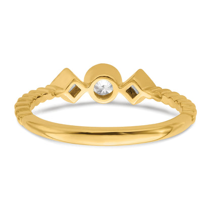 0.25ct. CZ Solid Real 14k Polish Scalloped Wedding Band Ring Petite Round Complete Dia Ring
