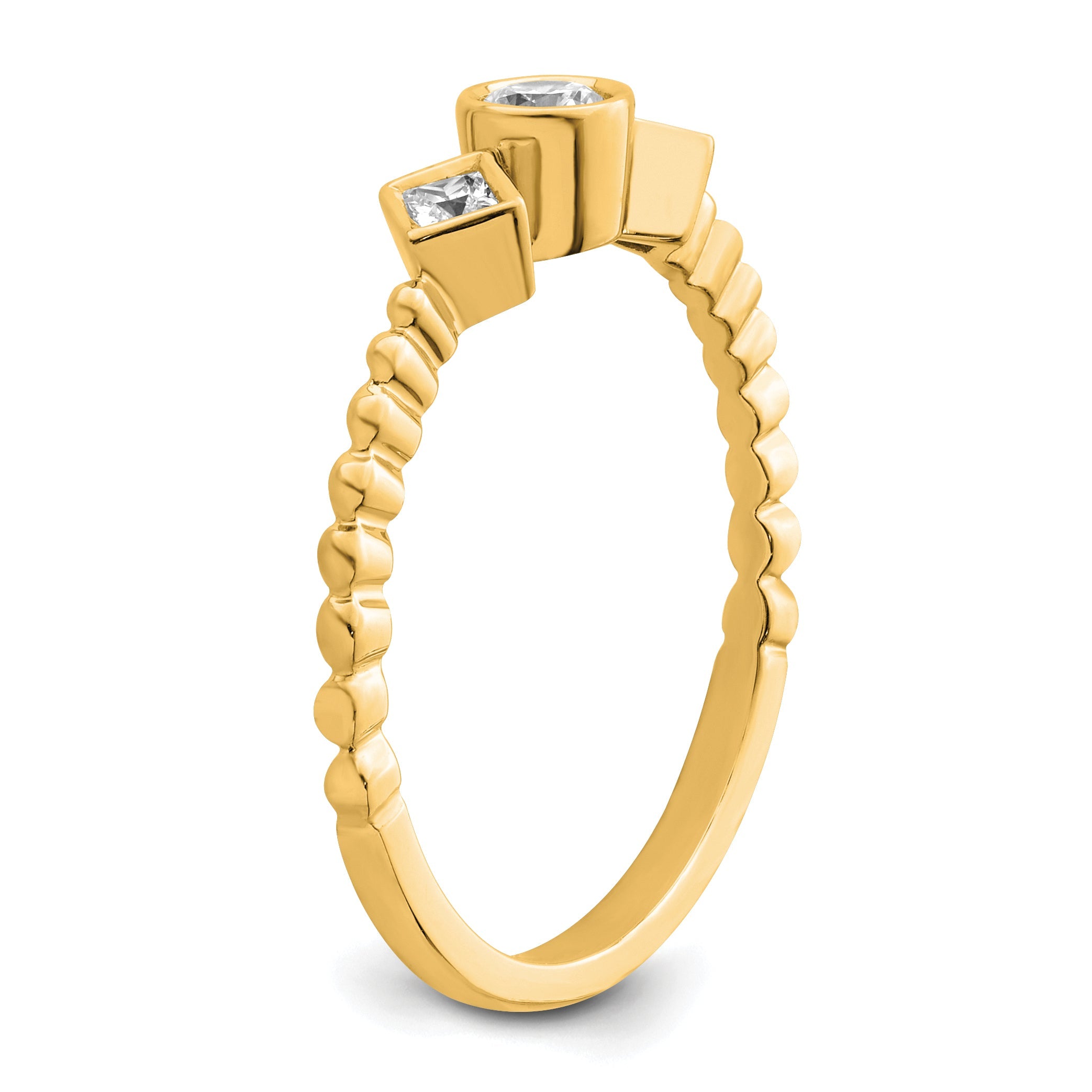 0.25ct. CZ Solid Real 14k Polish Scalloped Wedding Band Ring Petite Round Complete Dia Ring