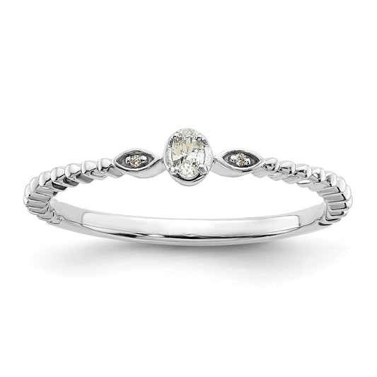 0.10ct. CZ Solid Real 14k White Polish Scalloped Wedding Band Ring Petite Oval Complete Dia Ring
