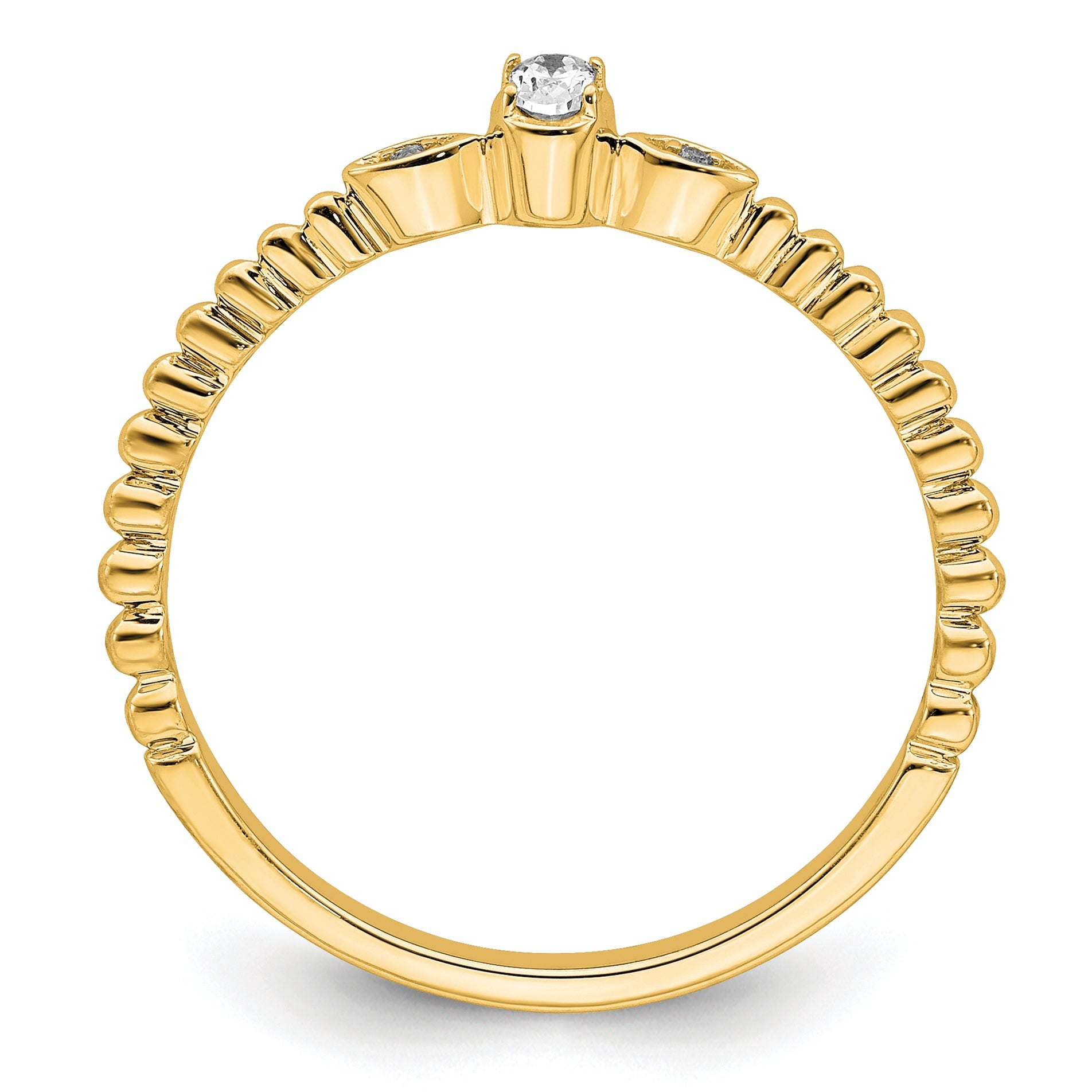 0.10ct. CZ Solid Real 14k Polish Scalloped Wedding Band Ring Petite Oval Complete Dia Ring