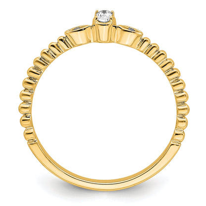0.10ct. CZ Solid Real 14k Polish Scalloped Wedding Band Ring Petite Oval Complete Dia Ring