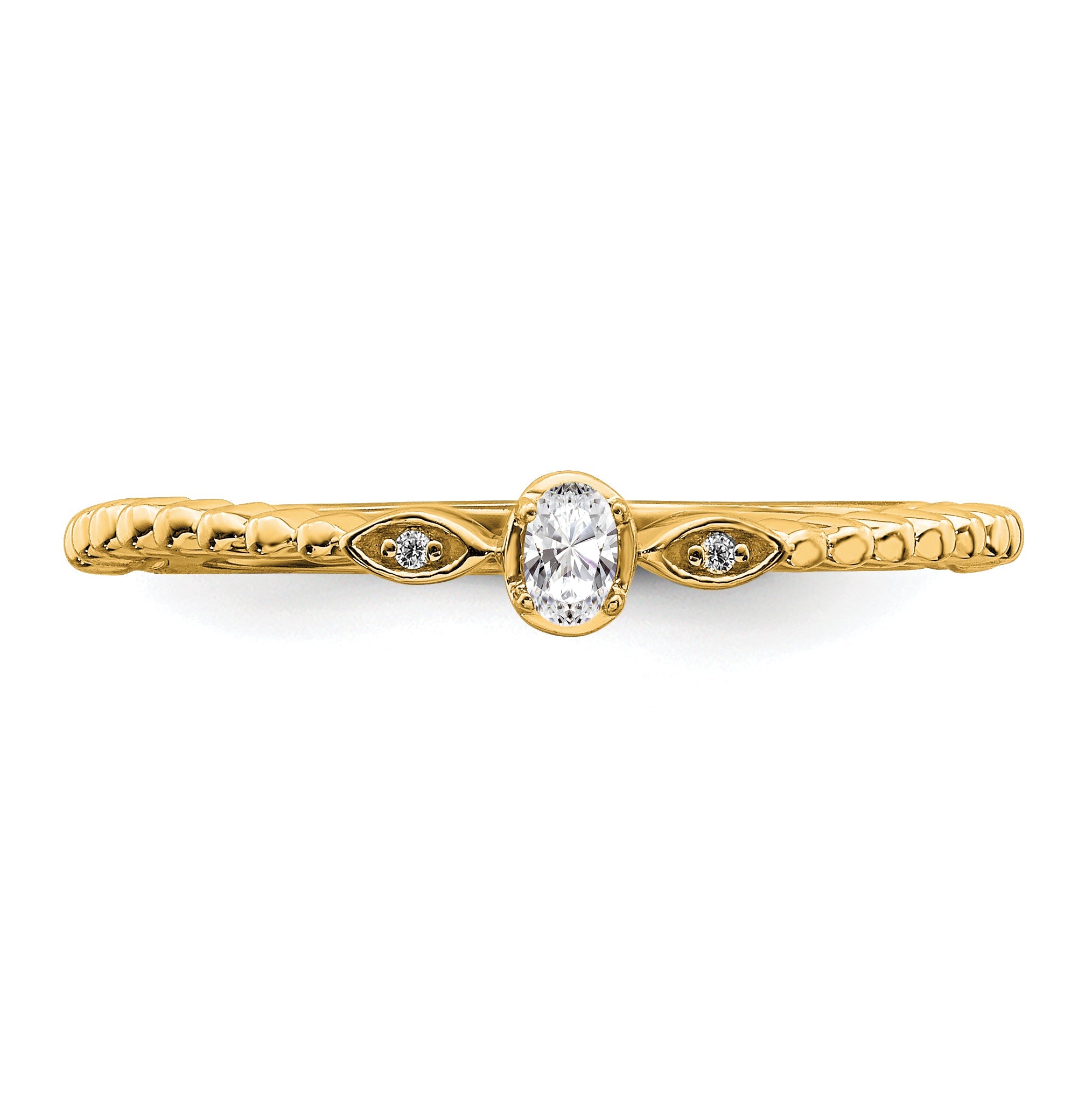 0.10ct. CZ Solid Real 14k Polish Scalloped Wedding Band Ring Petite Oval Complete Dia Ring
