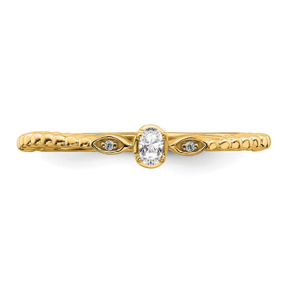0.10ct. CZ Solid Real 14k Polish Scalloped Wedding Band Ring Petite Oval Complete Dia Ring