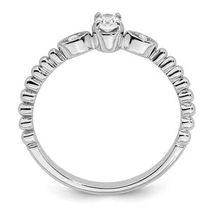 0.24ct. CZ Solid Real 14k White Polish Scalloped Wedding Band Ring Petite Oval Complete Dia Ring