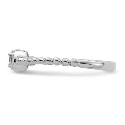 0.24ct. CZ Solid Real 14k White Polish Scalloped Wedding Band Ring Petite Oval Complete Dia Ring