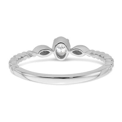 0.24ct. CZ Solid Real 14k White Polish Scalloped Wedding Band Ring Petite Oval Complete Dia Ring