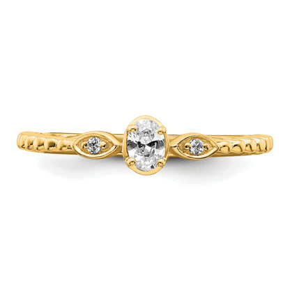 0.24ct. CZ Solid Real 14k Polish Scalloped Wedding Band Ring Petite Oval Complete Dia Ring