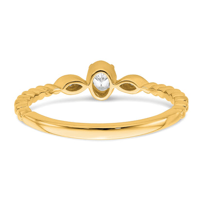 0.24ct. CZ Solid Real 14k Polish Scalloped Wedding Band Ring Petite Oval Complete Dia Ring