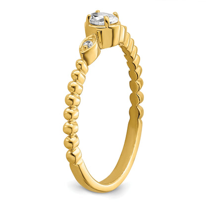0.24ct. CZ Solid Real 14k Polish Scalloped Wedding Band Ring Petite Oval Complete Dia Ring
