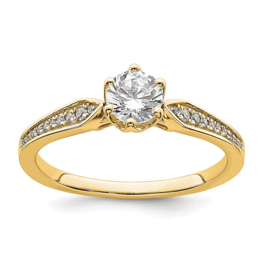 0.50ct. CZ Solid Real 14k Polish 1/2ct Round Engagement Dia Ring