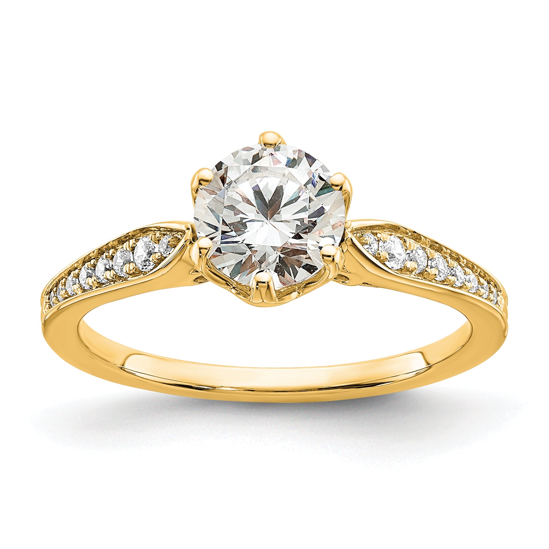 1.00ct. CZ Solid Real 14k Polish 1ct Round Engagement Dia Ring