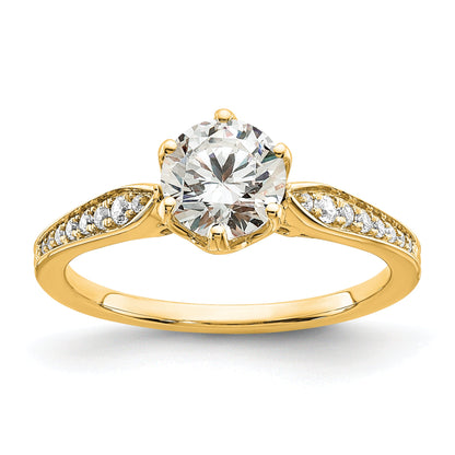 1.00ct. CZ Solid Real 14k Polish 1ct Round Engagement Dia Ring