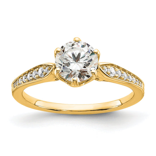 1.00ct. CZ Solid Real 14k Polish 1ct Round Engagement Dia Ring