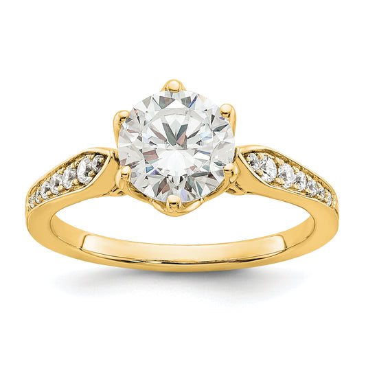 1.50ct. CZ Solid Real 14k Polish 1 1/2ct Round Engagement Dia Ring