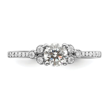 0.50ct. CZ Solid Real 14k White Polish 1/2ct Round Engagement Dia Ring