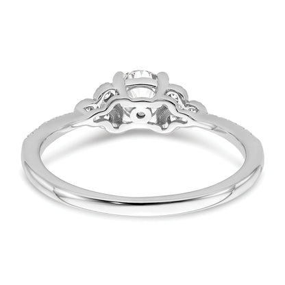 0.50ct. CZ Solid Real 14k White Polish 1/2ct Round Engagement Dia Ring