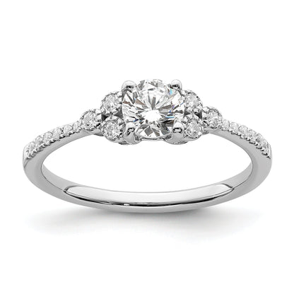 0.50ct. CZ Solid Real 14k White Polish 1/2ct Round Engagement Dia Ring