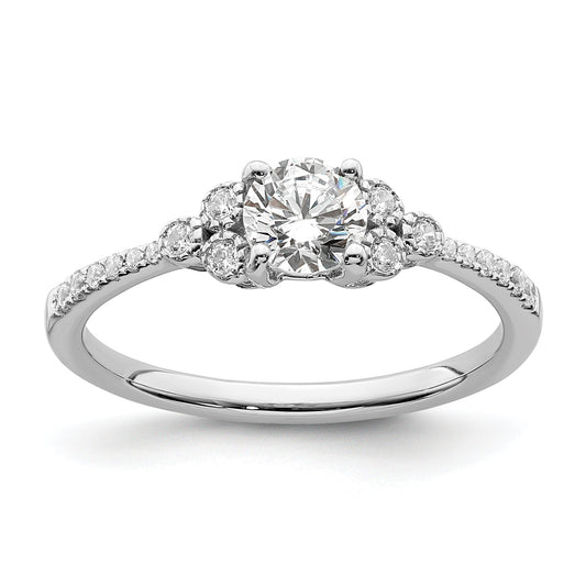 0.50ct. CZ Solid Real 14k White Polish 1/2ct Round Engagement Dia Ring