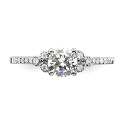 0.75ct. CZ Solid Real 14k White Polish 3/4ct Round Engagement Dia Ring