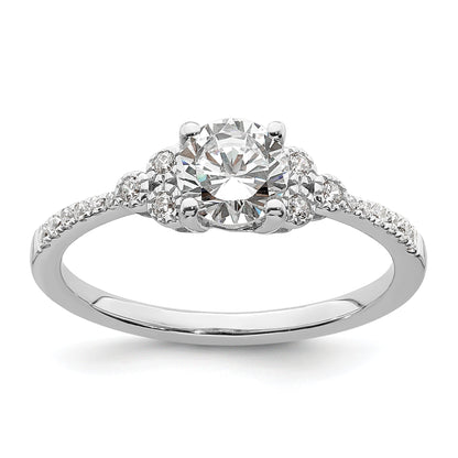 0.75ct. CZ Solid Real 14k White Polish 3/4ct Round Engagement Dia Ring
