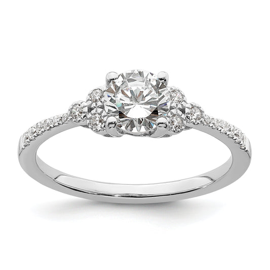 0.75ct. CZ Solid Real 14k White Polish 3/4ct Round Engagement Dia Ring