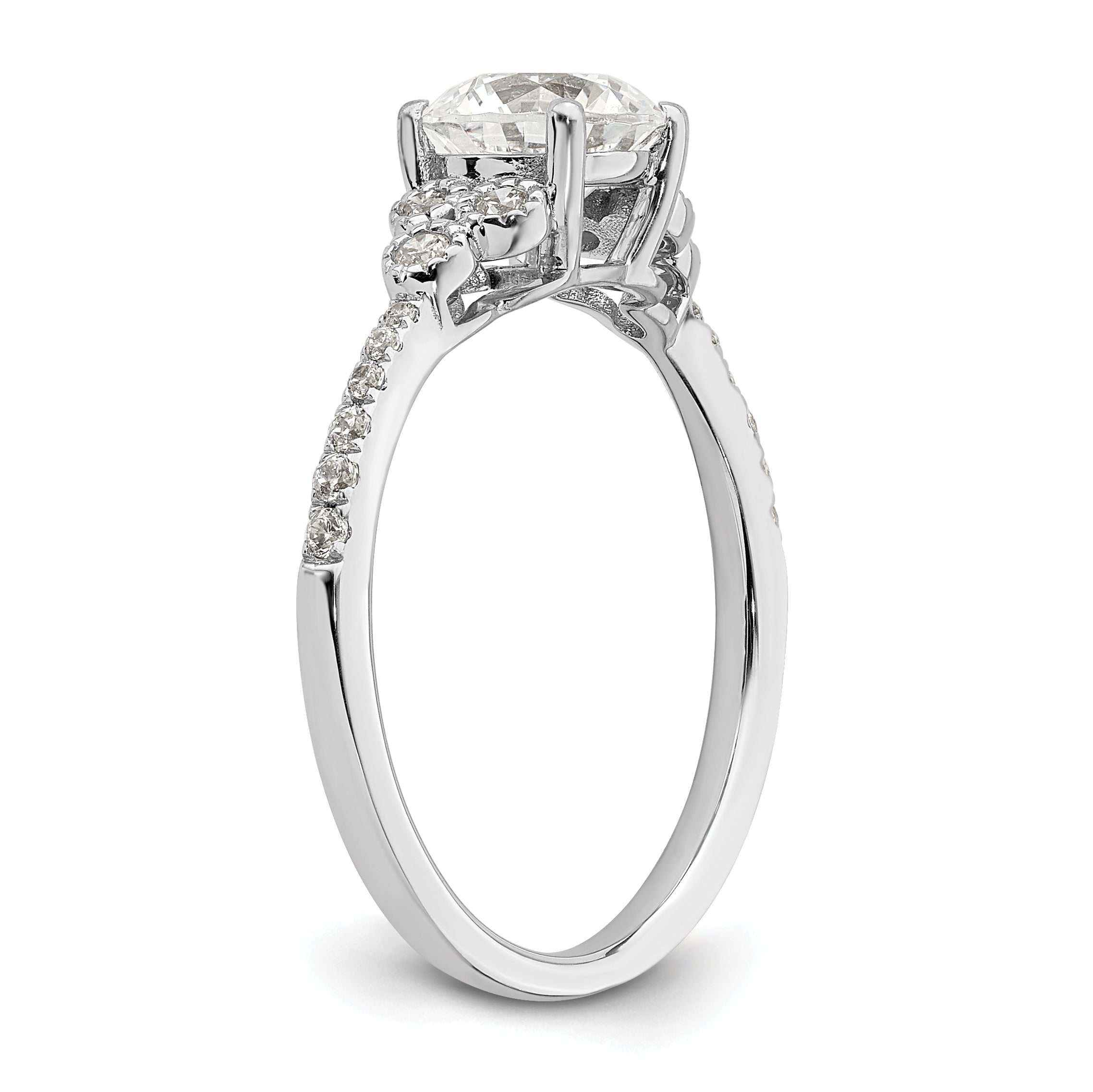 1.00ct. CZ Solid Real 14k White Polish 1ct Round Engagement Dia Ring