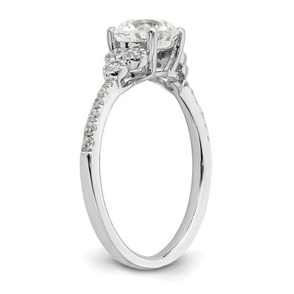 1.00ct. CZ Solid Real 14k White Polish 1ct Round Engagement Dia Ring