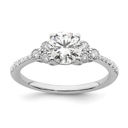 1.00ct. CZ Solid Real 14k White Polish 1ct Round Engagement Dia Ring