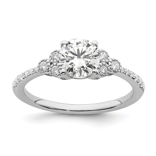 1.00ct. CZ Solid Real 14k White Polish 1ct Round Engagement Dia Ring