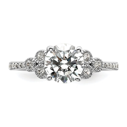 1.50ct. CZ Solid Real 14k White Polish 1 1/2ct Round Engagement Dia Ring