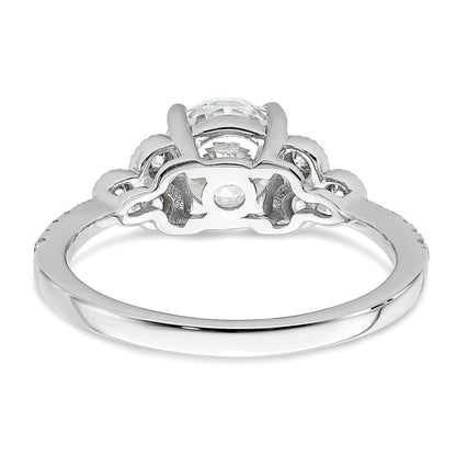 1.50ct. CZ Solid Real 14k White Polish 1 1/2ct Round Engagement Dia Ring