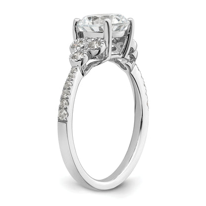 1.50ct. CZ Solid Real 14k White Polish 1 1/2ct Round Engagement Dia Ring
