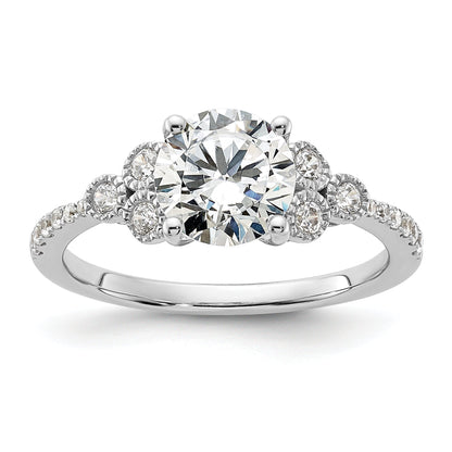 1.50ct. CZ Solid Real 14k White Polish 1 1/2ct Round Engagement Dia Ring