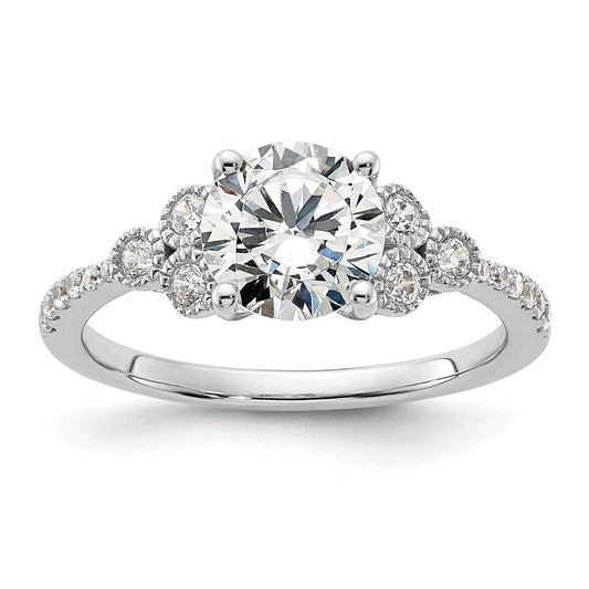 1.50ct. CZ Solid Real 14k White Polish 1 1/2ct Round Engagement Dia Ring