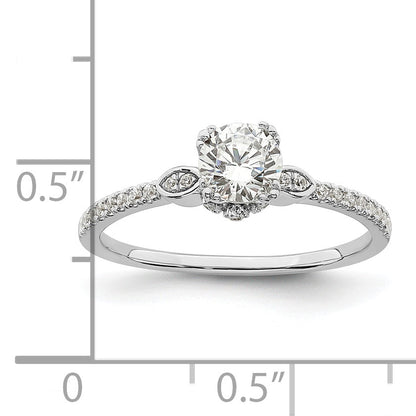 0.50ct. CZ Solid Real 14k White Polish 1/2ct Round Engagement Dia Ring