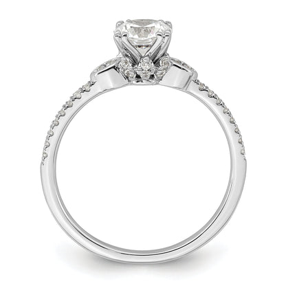 0.75ct. CZ Solid Real 14k White Polish 3/4ct Round Engagement Dia Ring