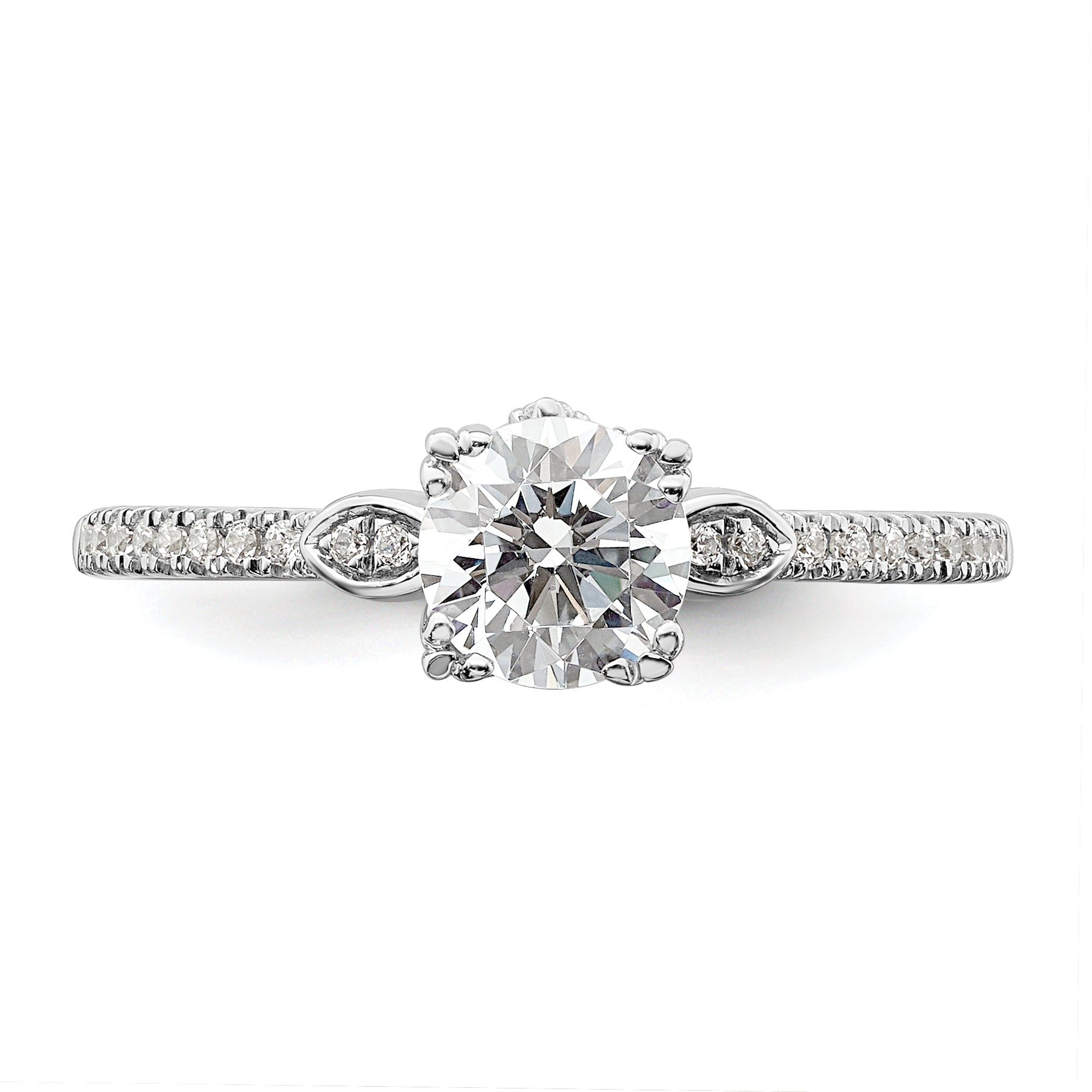 0.75ct. CZ Solid Real 14k White Polish 3/4ct Round Engagement Dia Ring