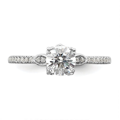 0.75ct. CZ Solid Real 14k White Polish 3/4ct Round Engagement Dia Ring