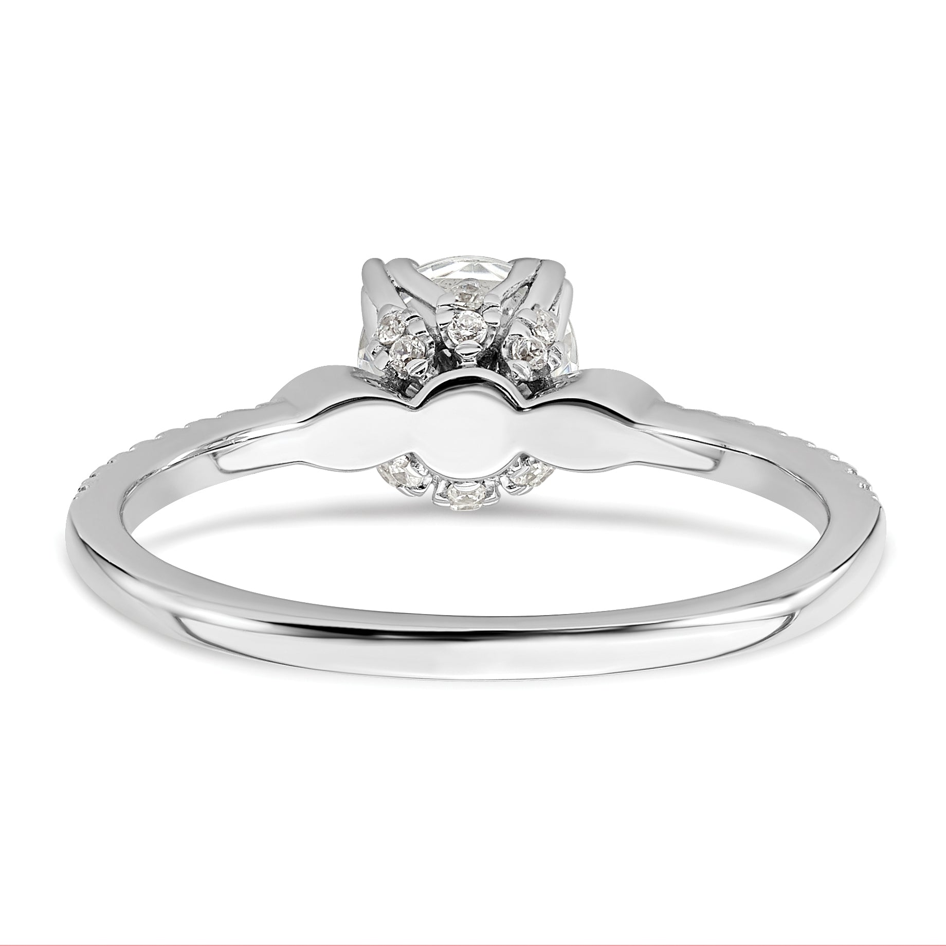 0.75ct. CZ Solid Real 14k White Polish 3/4ct Round Engagement Dia Ring