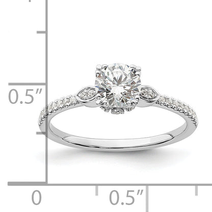 0.75ct. CZ Solid Real 14k White Polish 3/4ct Round Engagement Dia Ring