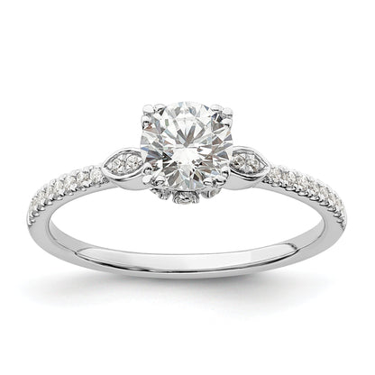 0.75ct. CZ Solid Real 14k White Polish 3/4ct Round Engagement Dia Ring