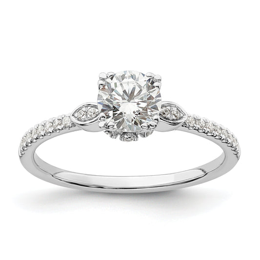 0.75ct. CZ Solid Real 14k White Polish 3/4ct Round Engagement Dia Ring
