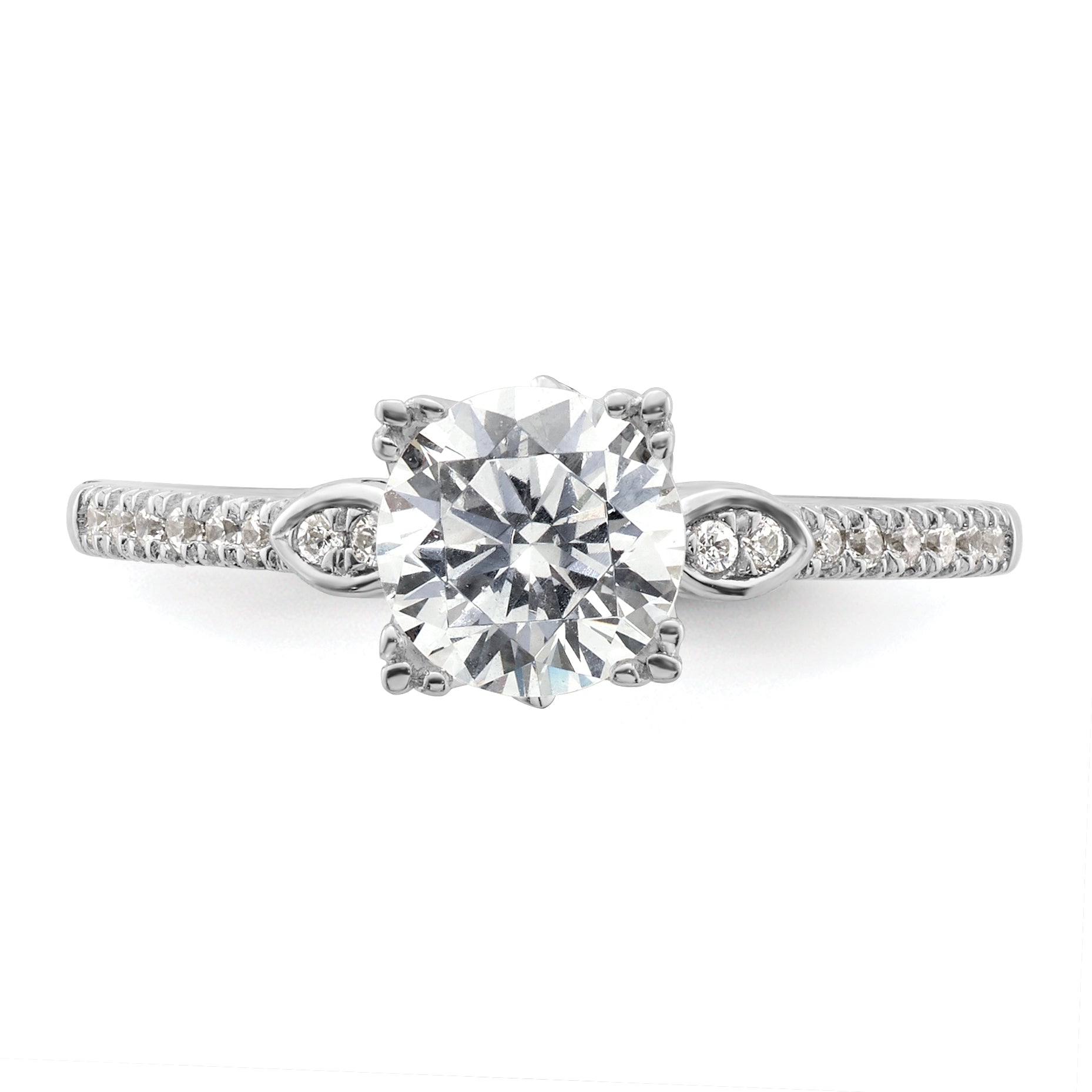1.00ct. CZ Solid Real 14k White Polish 1ct Round Engagement Dia Ring